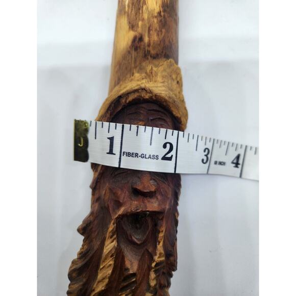 Vtg.Wood Carving Spirit Gnome Wall Sculpture Art Signed KSO BEARDED MAN Tree 13" - Picture 11 of 11